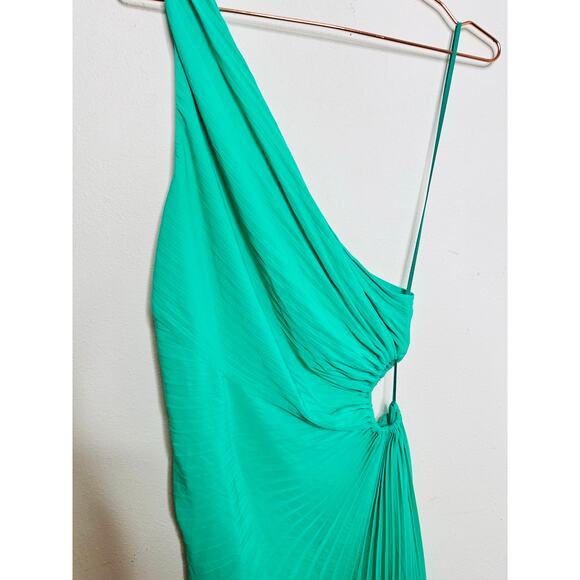 A.L.C. Green Mint Delfina One Shoulder Pleated Side Cutout Dress size 12 NWT - Picture 9 of 16